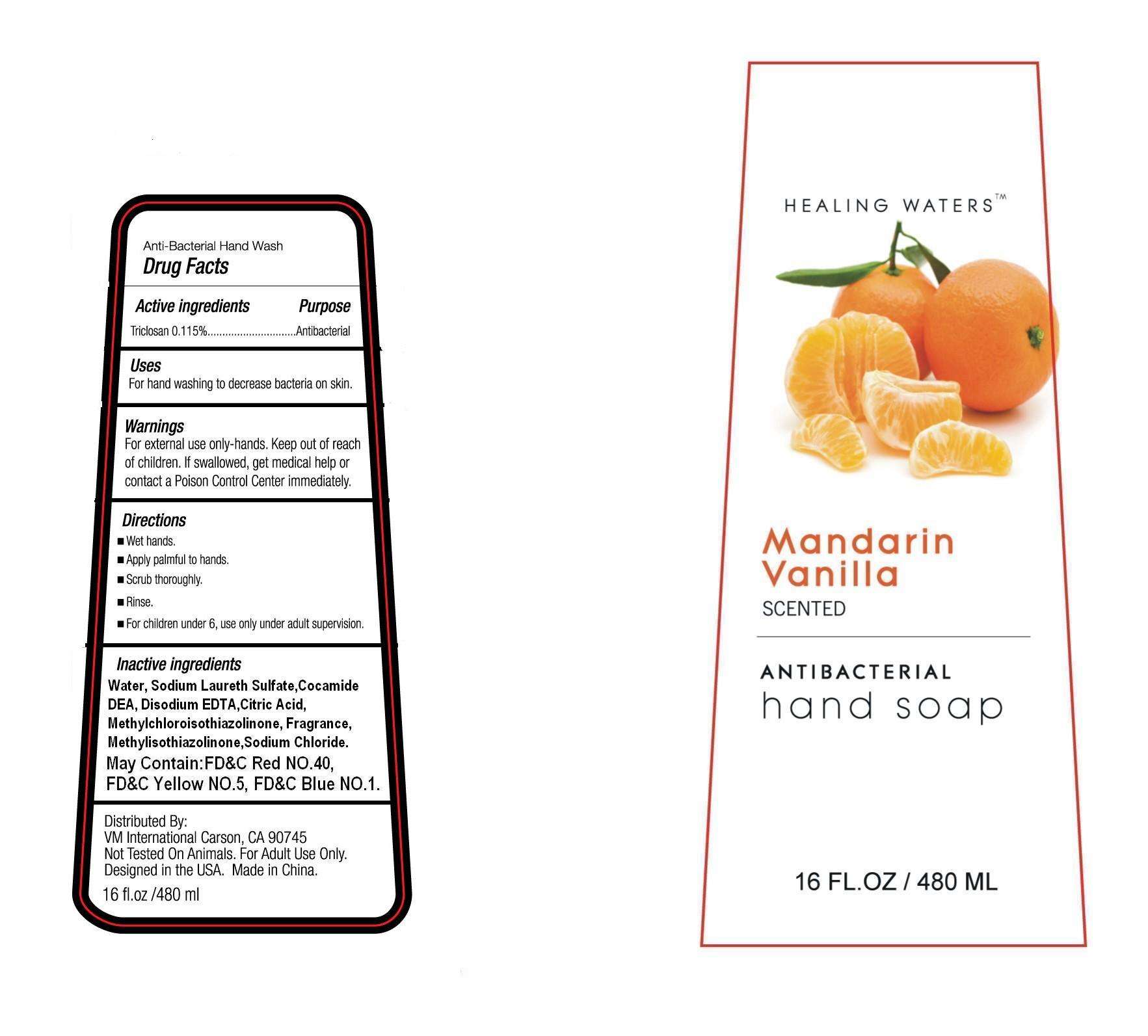 Healing Waters Mandarin Vanilla Antibacterial Hand Soap